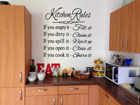 Kitchen Rules Sign Wall Decal – Vinyl Kitchen Wall Art – Home Decor The Wall Valley