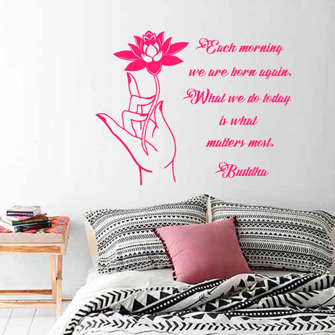Wall Decal Quote – "Each Morning We Are Born Again" Buddha Lotus Flower Yoga Zen Meditation Vinyl Sticker The Wall Valley