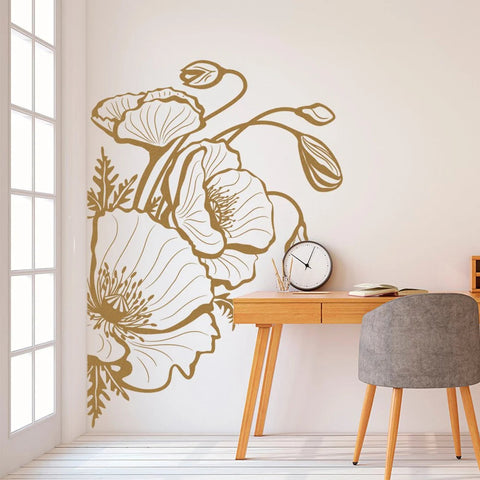 Poppy Flower Decal - Large Plant Theme Vinyl Wall Sticker The Wall Valley