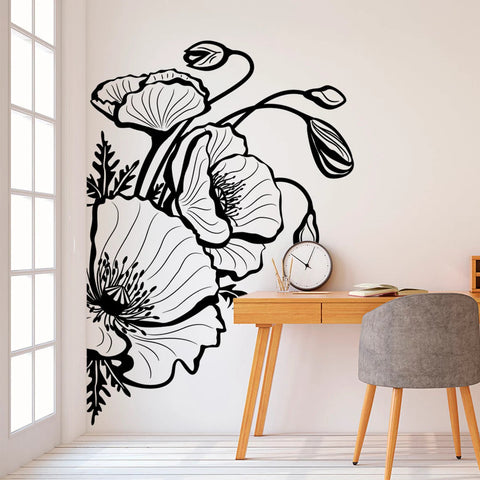 Poppy Flower Decal - Large Plant Theme Vinyl Wall Sticker The Wall Valley