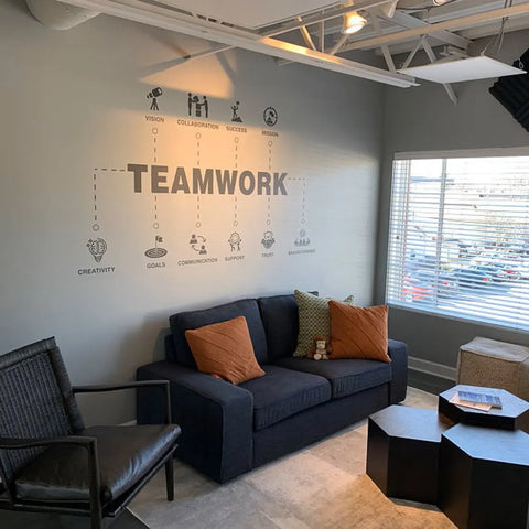 Teamwork Values Wall Decal | Motivational Office Decor for Team Spirit & Building The Wall Valley