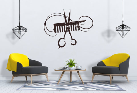 Hair Salon Wall & Window Decal - Hair Stylist Scissors & Tools Sticker for Beauty Salons and Barber Shops - The Wall Valley