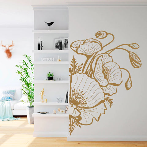 Poppy Flower Decal - Large Plant Theme Vinyl Wall Sticker The Wall Valley