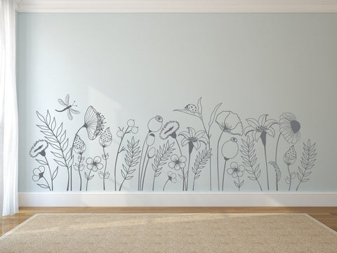 Wildflowers Border Wall Decal - Floral Decals for Walls The Wall Valley