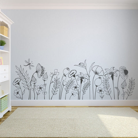 Wildflowers Border Wall Decal - Floral Decals for Walls The Wall Valley