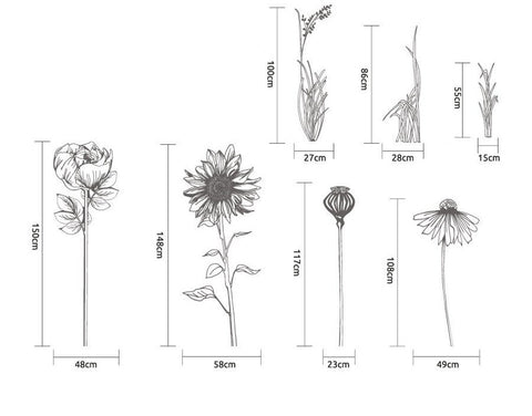 Wildflowers, Reeds, and Grasses Wall Decals – Elegant Nature-Inspired Decor - The Wall Valley The Wall Valley Vinyl Sticker 