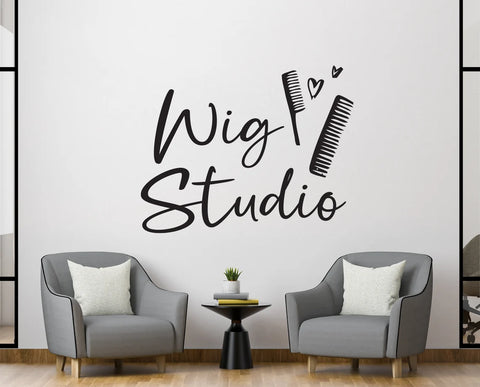 Wig Studio Wall Decal - Hair Salon Wall Decor & Beauty Salon Window Sticker - The Wall Valley