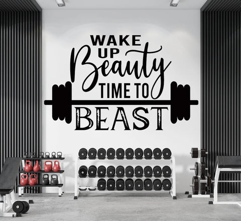 Wake Up Beauty, Time to Beast" Vinyl Sticker Decal - Waterproof Motivational Sticker for Any Surface The Wall Valley