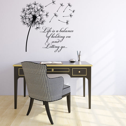 Gadgets Wrap Dandelion Wall Decal - "Life is a Balance of Holding On & Letting Go" - The Wall Valley The Wall Valley Vinyl Sticker 