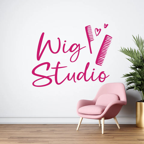 Wig Studio Wall Decal - Hair Salon Wall Decor & Beauty Salon Window Sticker - The Wall Valley