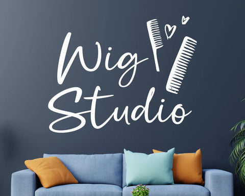 Wig Studio Wall Decal - Hair Salon Wall Decor & Beauty Salon Window Sticker - The Wall Valley
