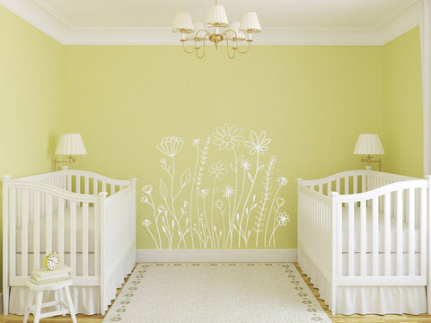 Wild Flowers Wall Decal - Doodle Floral Garden Sticker for Nursery & Home Decor The Wall Valley