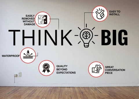 Think Big Office Wall Art Decor - PVC Typography Inspirational & Motivational Piece The Wall Valley