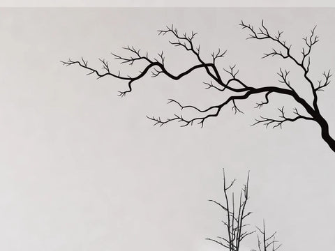 Tree Top Branches Wall Decal - Black Corner Tree Vinyl Sticker The Wall Valley