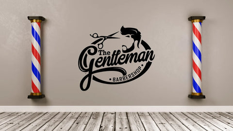 Gentleman Barber Shop Vinyl Wall Decal - Haircut and Shaves Sticker for Barbershops - The Wall Valley