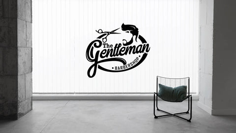 Gentleman Barber Shop Vinyl Wall Decal - Haircut and Shaves Sticker for Barbershops - The Wall Valley