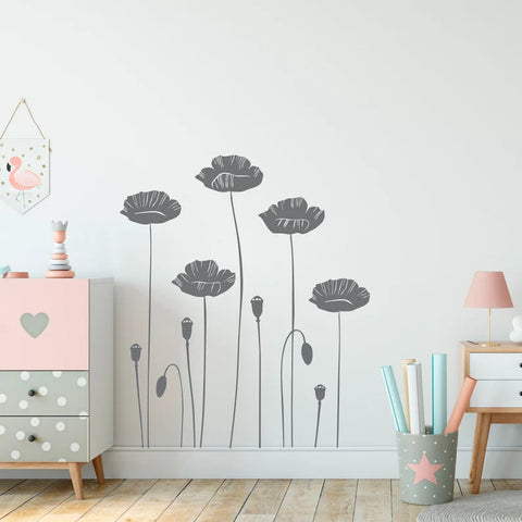 Poppy Flower Wall Decal - Floral Wall Decor, Wildflower Wall Sticker, Plant Wall Art Decals The Wall Valley