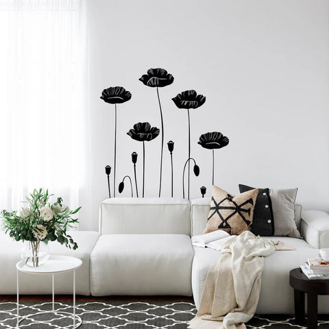 Poppy Flower Wall Decal - Floral Wall Decor, Wildflower Wall Sticker, Plant Wall Art Decals The Wall Valley