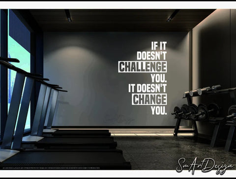 Gym Wall Decal ,If It Doesn’t Challenge You, It Doesn’t Change You ,Vinyl Sticker for Home & Fitness Rooms - The Wall Valley