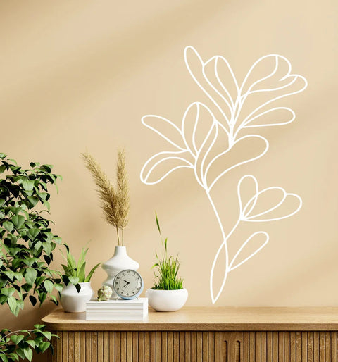 Simple Flower Decal - Minimal Accent Wall Floral Line Drawing The Wall Valley