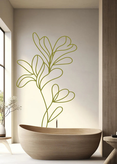 Simple Flower Decal - Minimal Accent Wall Floral Line Drawing The Wall Valley