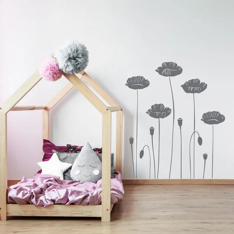 Poppy Flower Wall Decal - Floral Wall Decor, Wildflower Wall Sticker, Plant Wall Art Decals The Wall Valley
