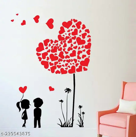 WALLSTICKY Boy and Girl in Love with Hearts Sticker – Romantic Wall Décor for Any Space The Wall Valley