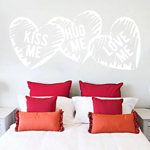 Love Hearts Kiss Me Hug Me Love Me Wall Sticker | Removable Vinyl Décor for Marriage & Bedroom The Wall Valley
