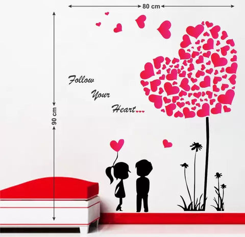 WALLSTICKY Boy and Girl in Love with Hearts Sticker – Romantic Wall Décor for Any Space The Wall Valley