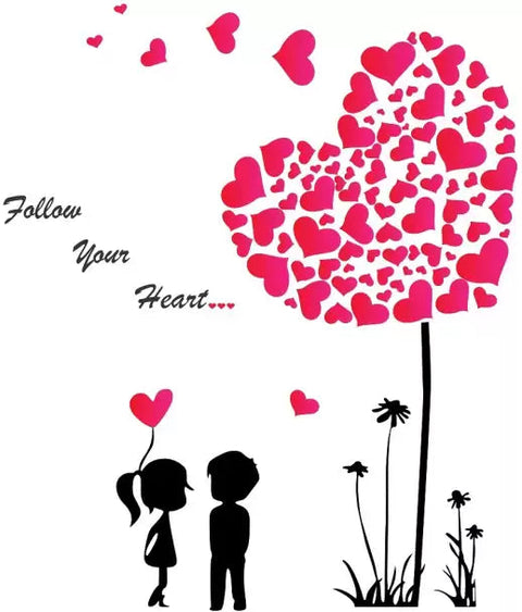 WALLSTICKY Boy and Girl in Love with Hearts Sticker – Romantic Wall Décor for Any Space The Wall Valley