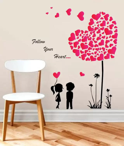 WALLSTICKY Boy and Girl in Love with Hearts Sticker – Romantic Wall Décor for Any Space The Wall Valley