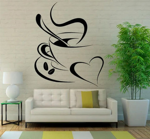 Vinyl Decal Coffee Break | Romantic Coffee Shop Wall Sticker for Kitchen, Cafe, or Restaurant Decoration The Wall Valley