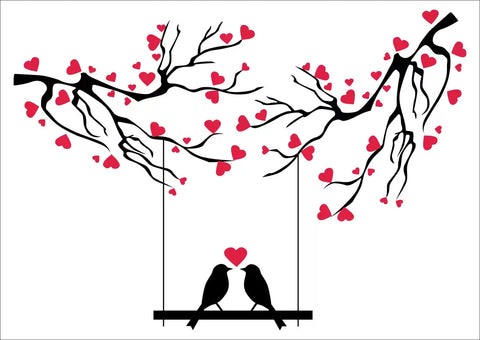 Love Birds Under Love Tree' Wall Sticker – Perfect for Bedroom & Living Room Décor The Wall Valley