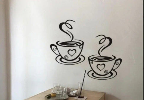 Cafe Kitchen Coffee Wall Sticker | Vinyl Removable Coffee Cup Window Sticker for Afternoon Tea & Kitchen Decor The Wall Valley