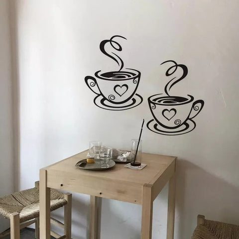 Cafe Kitchen Coffee Wall Sticker | Vinyl Removable Coffee Cup Window Sticker for Afternoon Tea & Kitchen Decor The Wall Valley