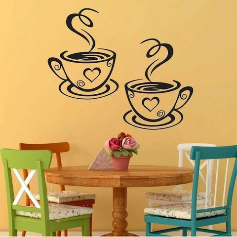 Cafe Kitchen Coffee Wall Sticker | Vinyl Removable Coffee Cup Window Sticker for Afternoon Tea & Kitchen Decor The Wall Valley