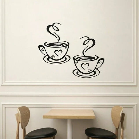 Cafe Kitchen Coffee Wall Sticker | Vinyl Removable Coffee Cup Window Sticker for Afternoon Tea & Kitchen Decor The Wall Valley