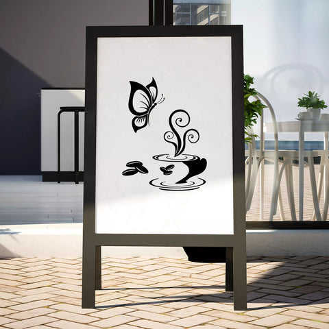 Coffee Butterfly Wall Stickers | Removable Vinyl Kitchen Décor Art The Wall Valley