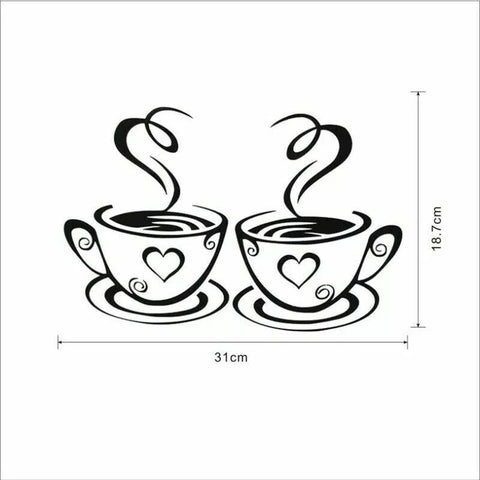 Cafe Kitchen Coffee Wall Sticker | Vinyl Removable Coffee Cup Window Sticker for Afternoon Tea & Kitchen Decor The Wall Valley