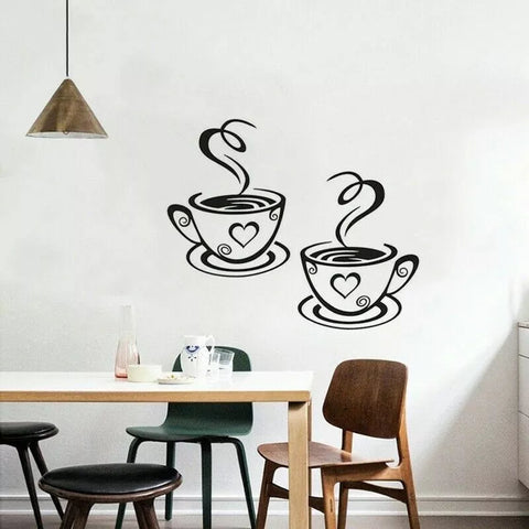 Cafe Kitchen Coffee Wall Sticker | Vinyl Removable Coffee Cup Window Sticker for Afternoon Tea & Kitchen Decor The Wall Valley