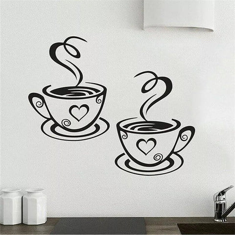 Cafe Kitchen Coffee Wall Sticker | Vinyl Removable Coffee Cup Window Sticker for Afternoon Tea & Kitchen Decor The Wall Valley
