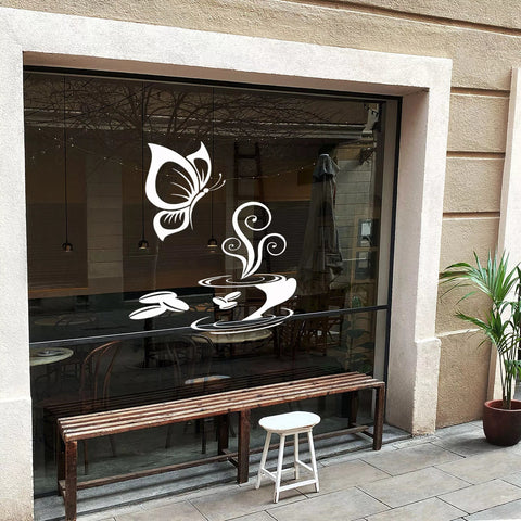 Coffee Butterfly Wall Stickers | Removable Vinyl Kitchen Décor Art The Wall Valley
