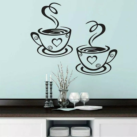 Cafe Kitchen Coffee Wall Sticker | Vinyl Removable Coffee Cup Window Sticker for Afternoon Tea & Kitchen Decor The Wall Valley
