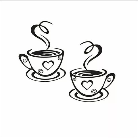 Cafe Kitchen Coffee Wall Sticker | Vinyl Removable Coffee Cup Window Sticker for Afternoon Tea & Kitchen Decor The Wall Valley