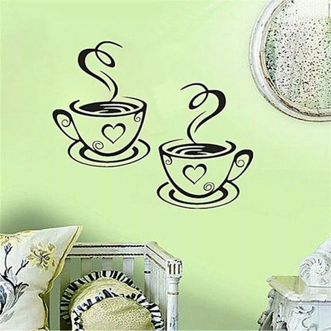 Cafe Kitchen Coffee Wall Sticker | Vinyl Removable Coffee Cup Window Sticker for Afternoon Tea & Kitchen Decor The Wall Valley