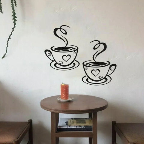Cafe Kitchen Coffee Wall Sticker | Vinyl Removable Coffee Cup Window Sticker for Afternoon Tea & Kitchen Decor The Wall Valley