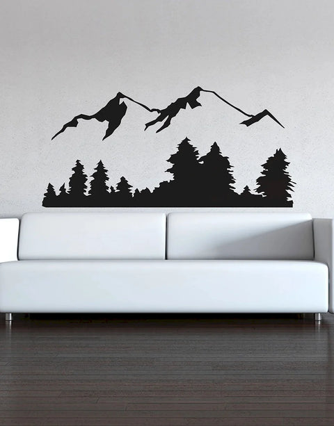 Snow Mountain View Wall Decal Sticker - Serene Forest Landscape Decal - The Wall Valley The Wall Valley Vinyl Sticker 