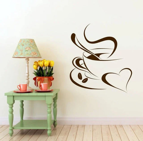 Vinyl Decal Coffee Break | Romantic Coffee Shop Wall Sticker for Kitchen, Cafe, or Restaurant Decoration The Wall Valley