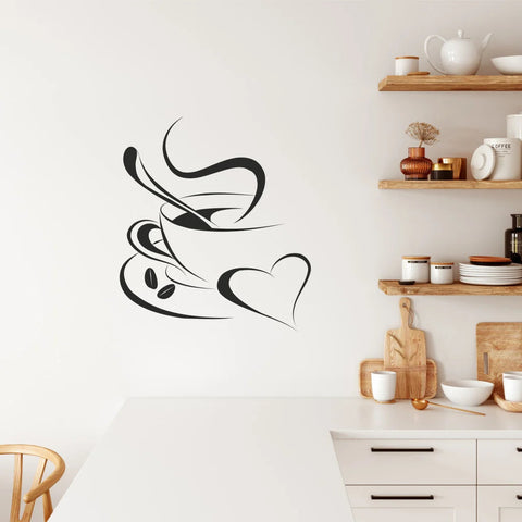 Vinyl Decal Coffee Break | Romantic Coffee Shop Wall Sticker for Kitchen, Cafe, or Restaurant Decoration - The Wall Valley