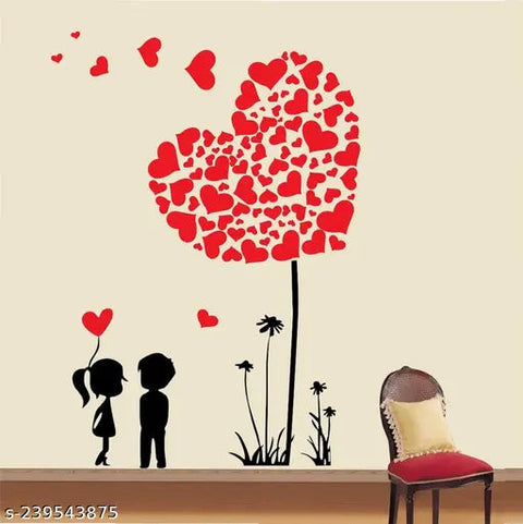 WALLSTICKY Boy and Girl in Love with Hearts Sticker – Romantic Wall Décor for Any Space The Wall Valley